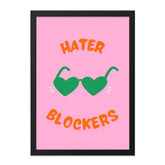 Hater Blockers Wall Art, Heart Sunglasses Print, Pink Wall Decor, Trendy Wall Art, Fun Home Decor, Quirky Art Print, Statement Art - Tawshia